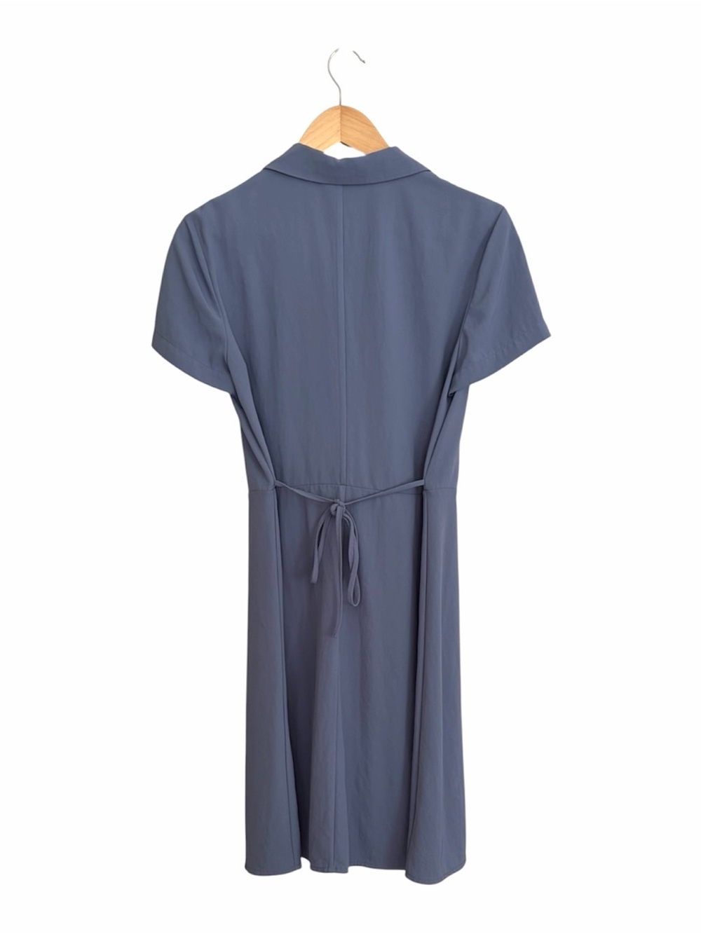 Everlane Dusty Blue Japanese GoWeave Notch Short Sleeve Shirt Dress 6 - Picture 2 of 4